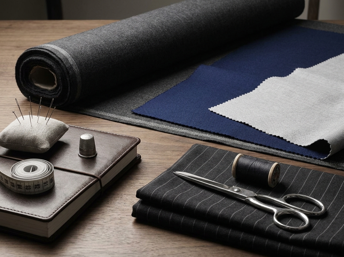 Men's bespoke tailoring fabric and fitting detail